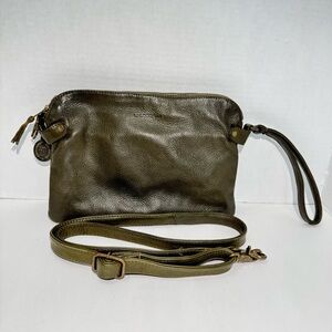 WANDERERS TRAVEL CO. CROSSBODY OLIVE GREEN PEBBLED LEATHER BAG/PURSE